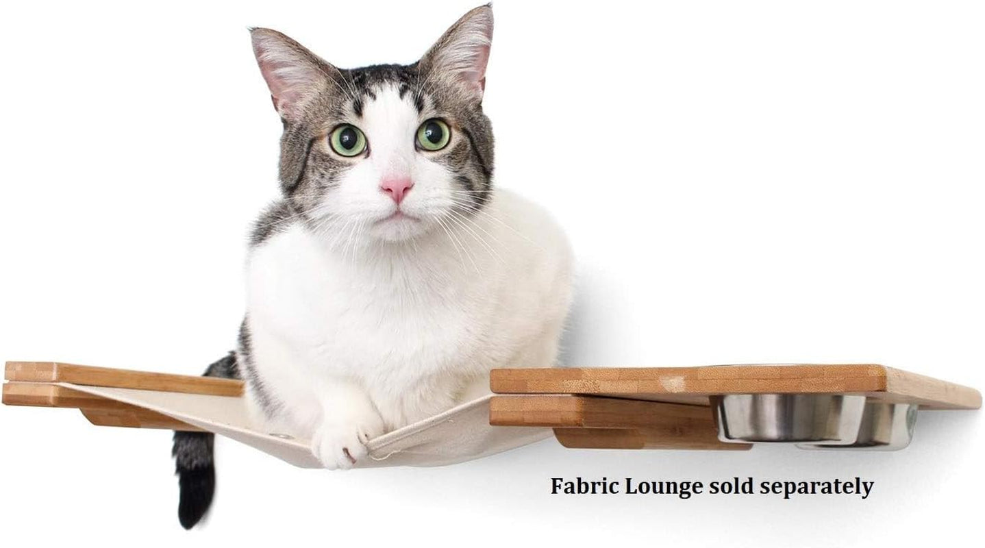 Cat Feeder Wall-Mounted Elevated Feeding Shelf, 8.5 X 11 X 3 Inches, Onyx Bamboo - (Pack of 1)