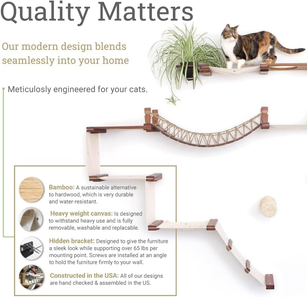 Cat Feeder Wall-Mounted Elevated Feeding Shelf, 8.5 X 11 X 3 Inches, Onyx Bamboo - (Pack of 1)